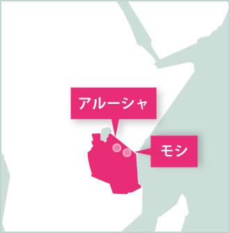 タンザニアの活動拠点、アルーシャ/ダルエスサラーム タンザニア、アルーシャとデエルサラームのプロジェクトマップ